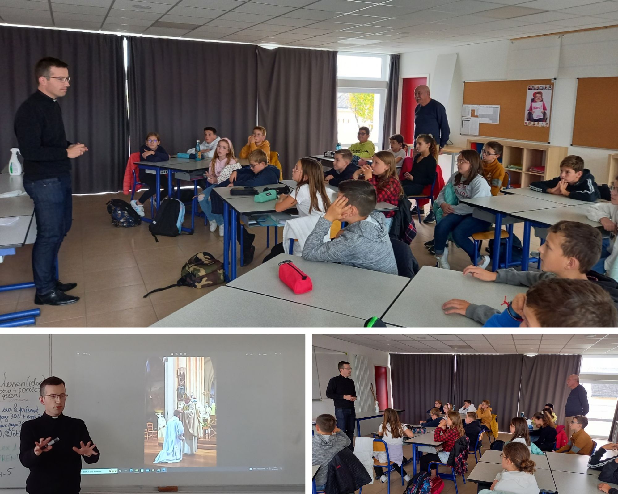 Le prêtre Roland Danielou rencontre les élèves de 6ème